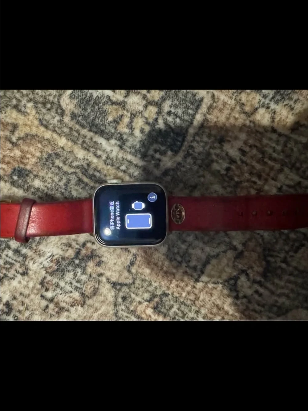 Apple Watch SE 40mm Aluminum Case with Red Michael Kors Leather Strap